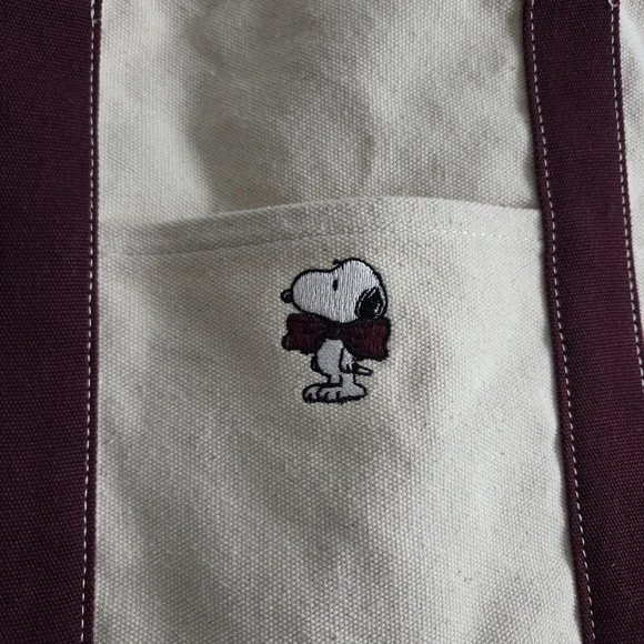 American Eagle Cotton Canvas Snoopy Bow Tote Bag - Picture 2 of 4